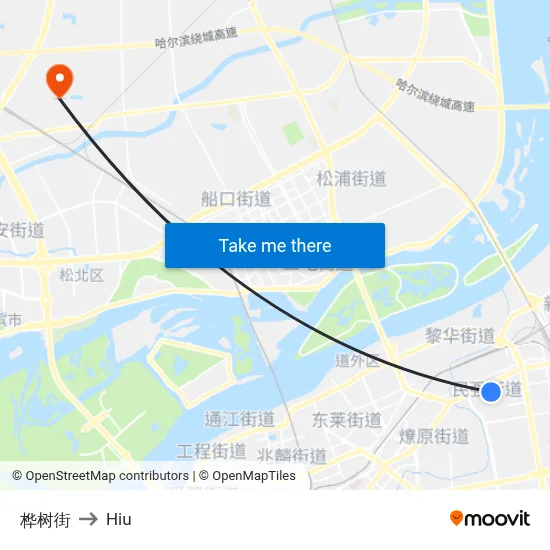 Birch Street to Hiu map