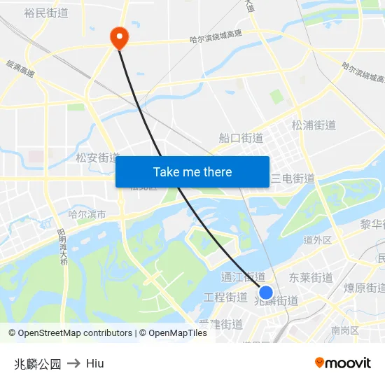 Xiaolin Park to Hiu map