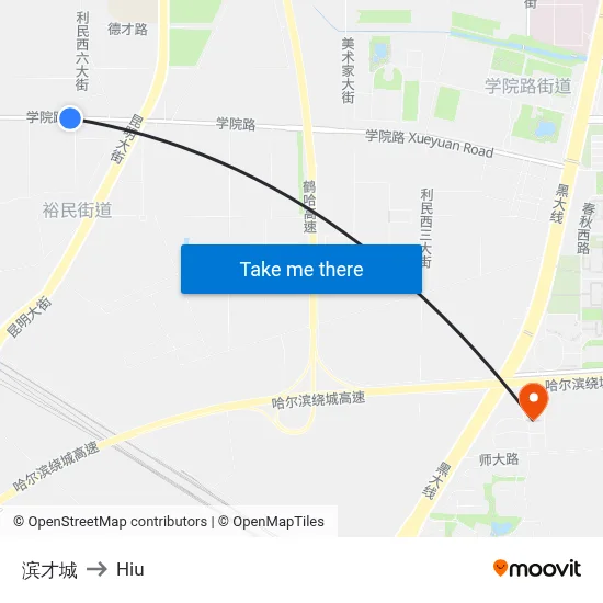 Bincai City to Hiu map