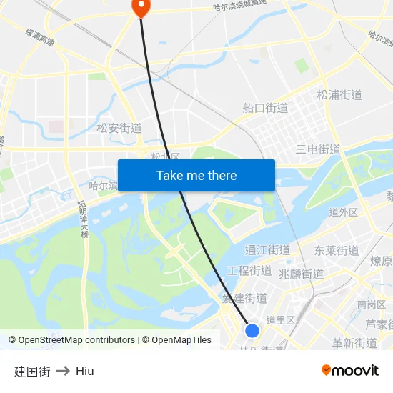 Jianguo Street to Hiu map