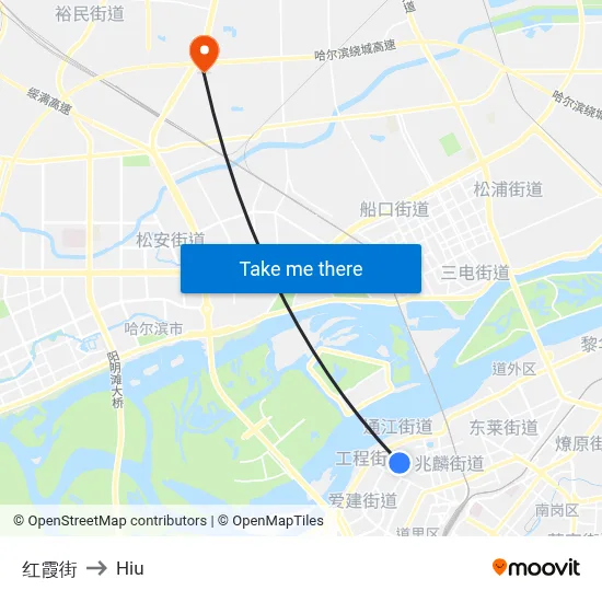 Hongxia Street to Hiu map