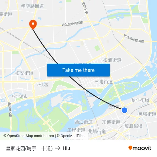 Royal Garden (Jingyu 20th Road) to Hiu map