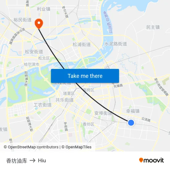 Xiangfang Oil Depot to Hiu map