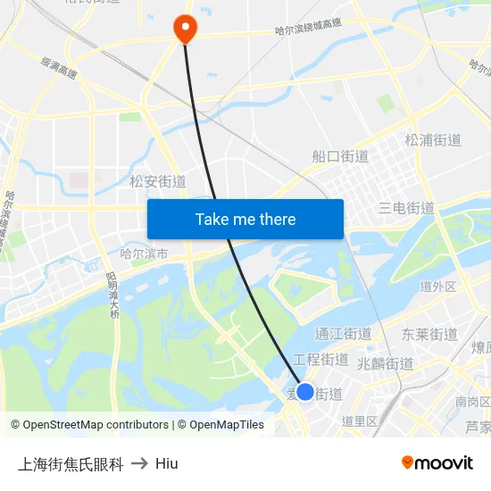 Shanghai Street Jiao Eye Hospital to Hiu map