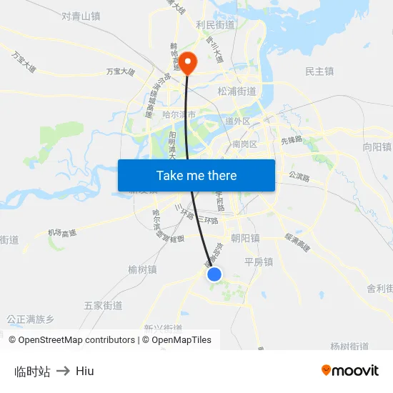 Temporary Station to Hiu map