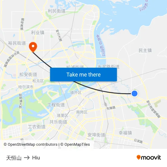 Tianheng Mountain to Hiu map