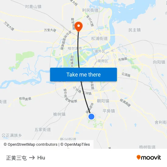 Zhenghuang Santun to Hiu map