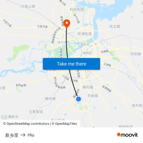 Xinxiang Village to Hiu map