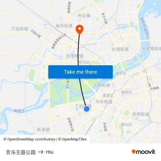 Music Theme Park to Hiu map