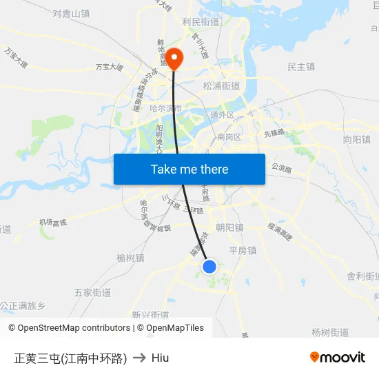 Zhenghuang Third Village (Jiangnan Middle Ring Road) to Hiu map