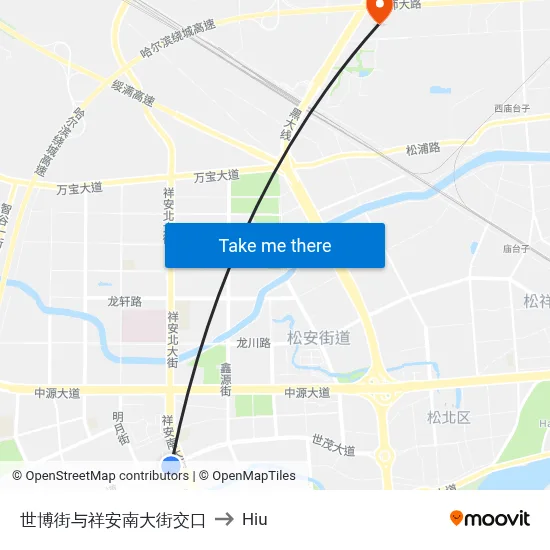 Shibo Street & Xiang'an South Street Intersection to Hiu map