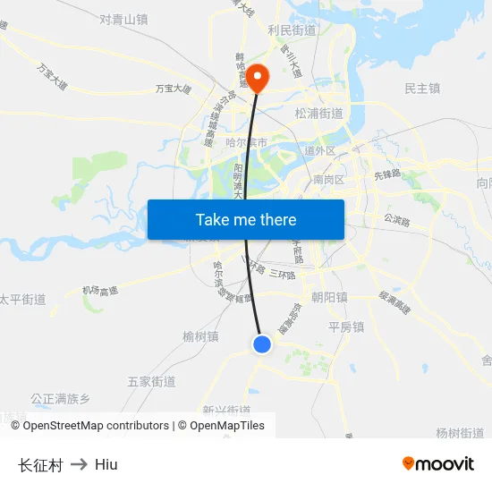 Changzheng Village to Hiu map