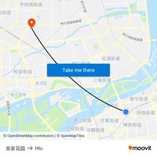 Royal Garden to Hiu map