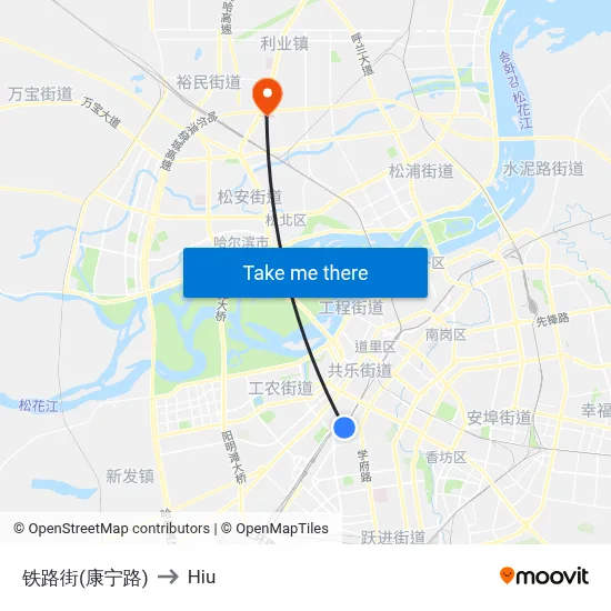 Railway Street (Kangning Road) to Hiu map