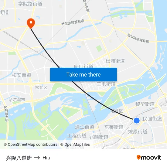 Xinglong 8th Street to Hiu map