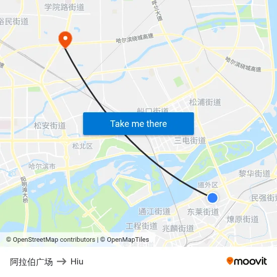 Arab Square to Hiu map