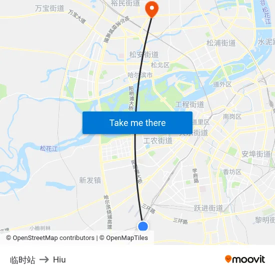Temporary Station to Hiu map
