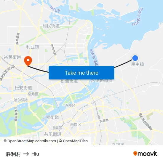 Victory Village to Hiu map