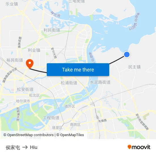 Houjia Village to Hiu map