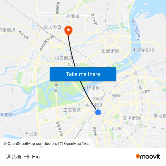 Tongda Street to Hiu map