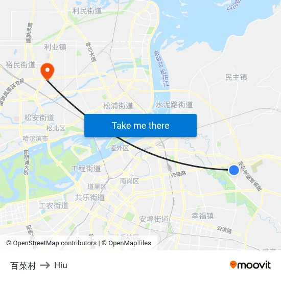 Baicai Village to Hiu map