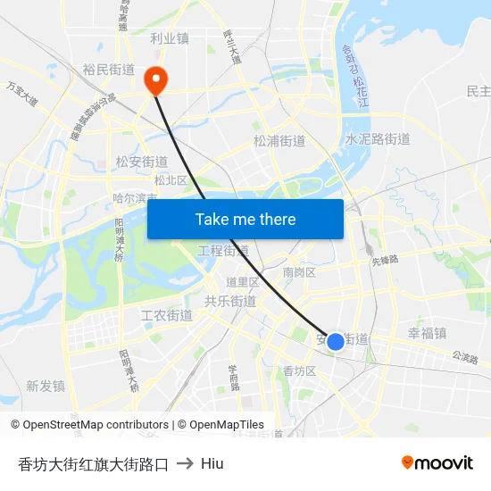 Xiangfang Street Hongqi Street Intersection to Hiu map