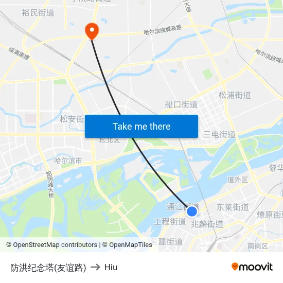 Flood Control Memorial Tower (Youyi Road) to Hiu map