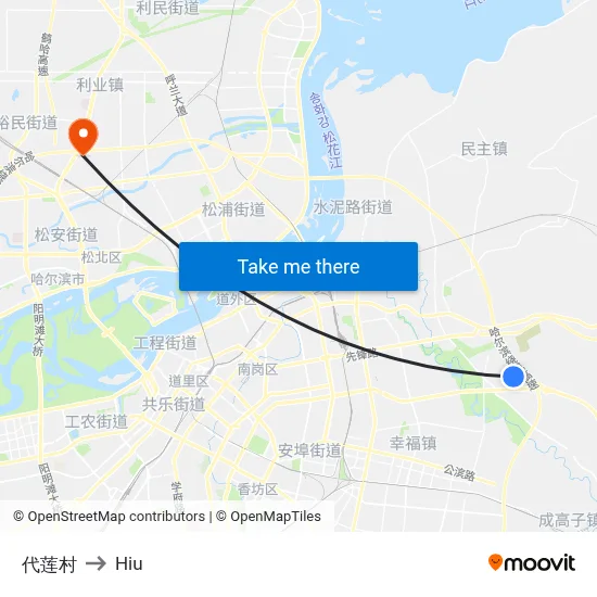 Dailian Village to Hiu map
