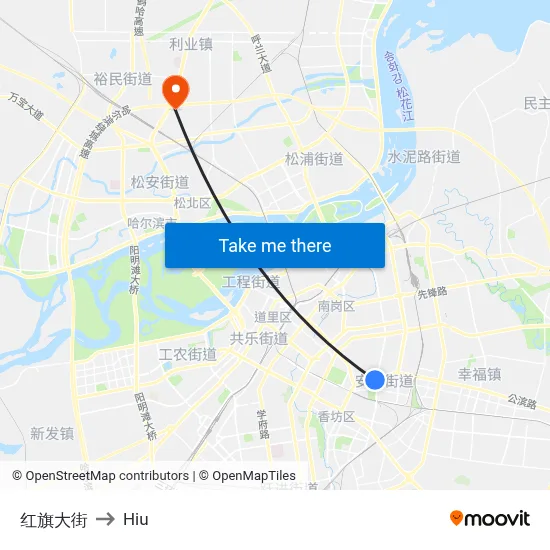 Hongqi Street to Hiu map