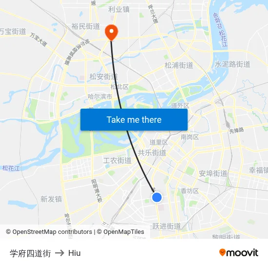 Xuefu 4th Street to Hiu map