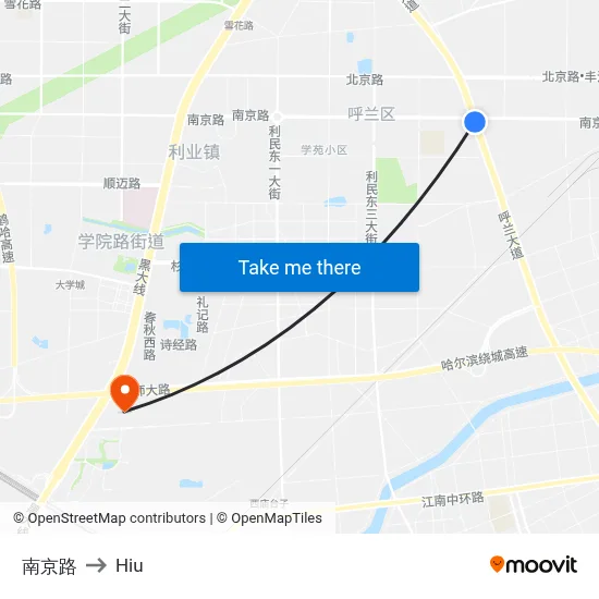 Nanjing Road to Hiu map
