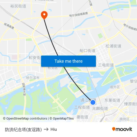 Flood Control Memorial Tower (Youyi Road) to Hiu map