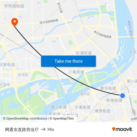 Netcom East Zhilu Office to Hiu map