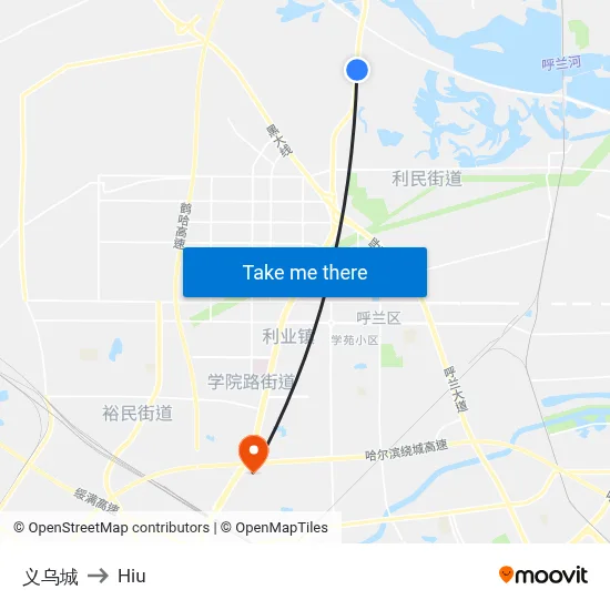 Yiwu City to Hiu map