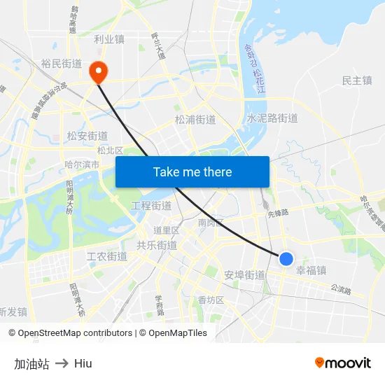 Gas Station to Hiu map