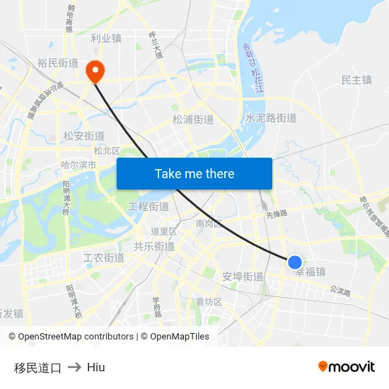 Yimin Crossing to Hiu map
