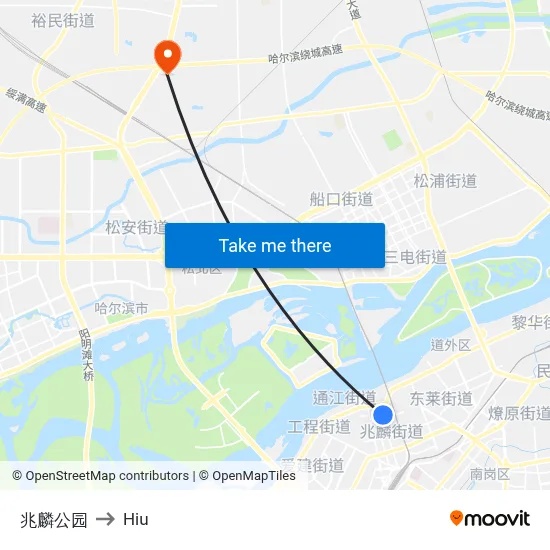 Xiaolin Park to Hiu map