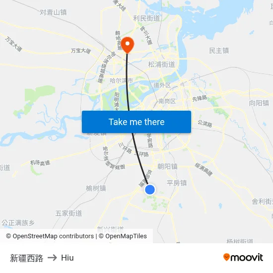 Xinjiang West Road to Hiu map