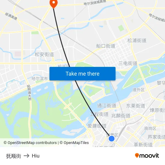 抚顺街 to Hiu map