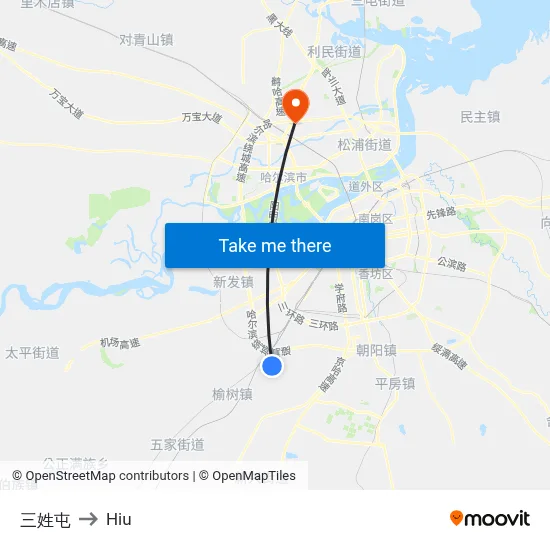 Sanxing Village to Hiu map