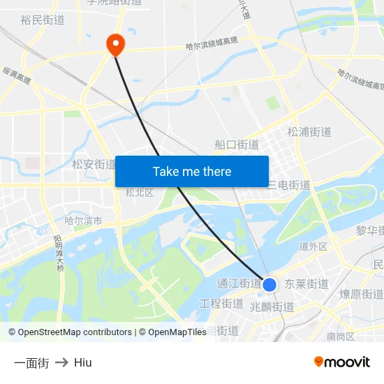 Yimian Street to Hiu map