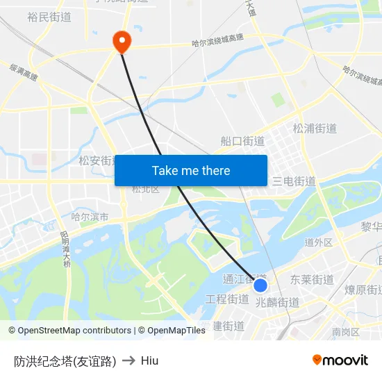 Flood Control Memorial Tower (Youyi Road) to Hiu map