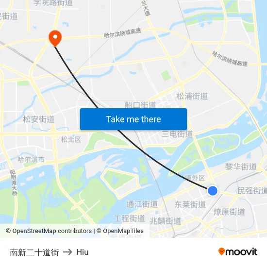 South New 20th Street to Hiu map