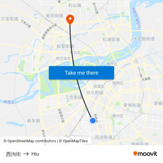 Xigou Street to Hiu map