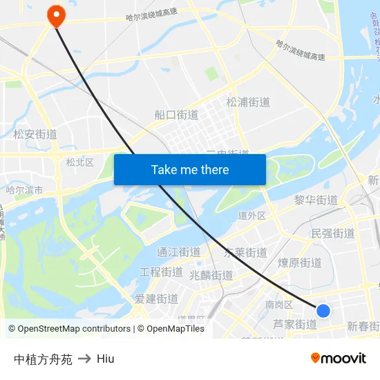 Zhongzhi Fangzhou Garden to Hiu map