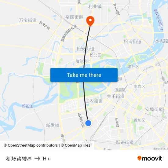 Airport Road Roundabout to Hiu map