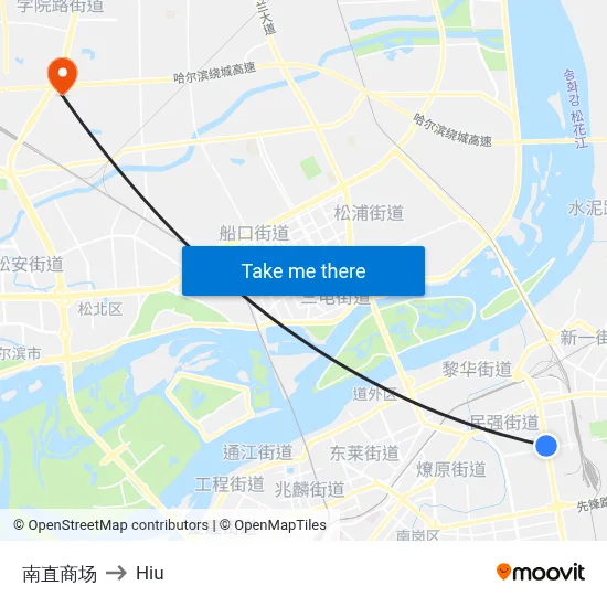 Nanzhi Mall to Hiu map