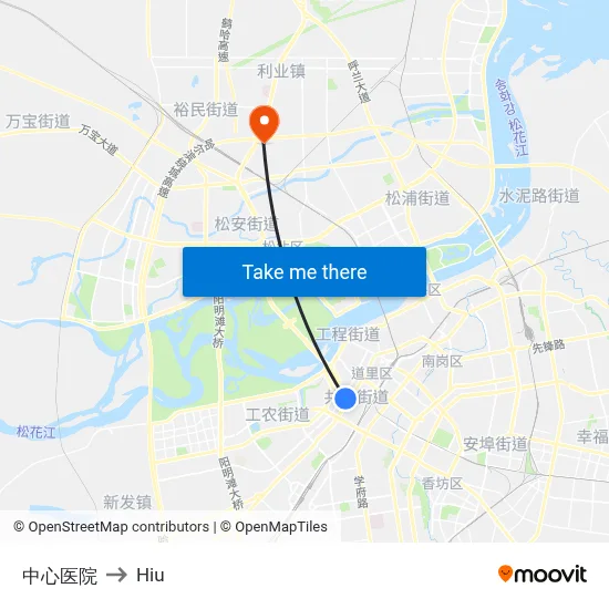 Central Hospital to Hiu map
