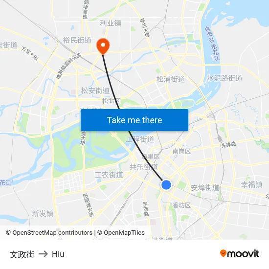 Wenzheng Street to Hiu map