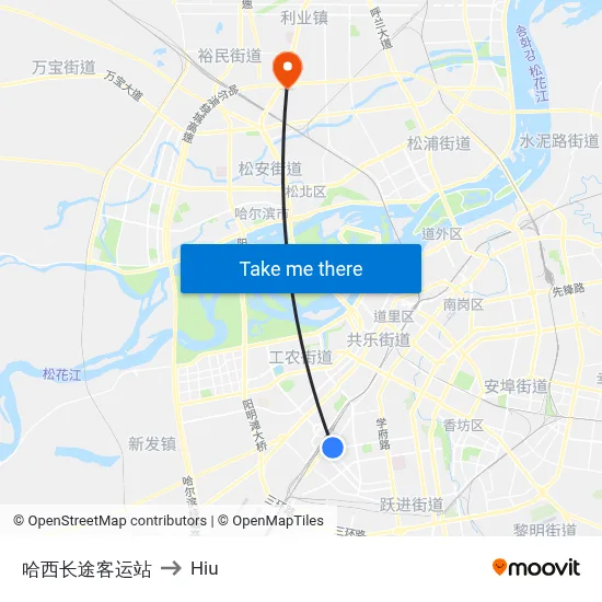 Haxi Long-Distance Bus Station to Hiu map